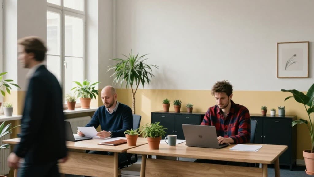 Insurance advisory office with advisors working at their desks